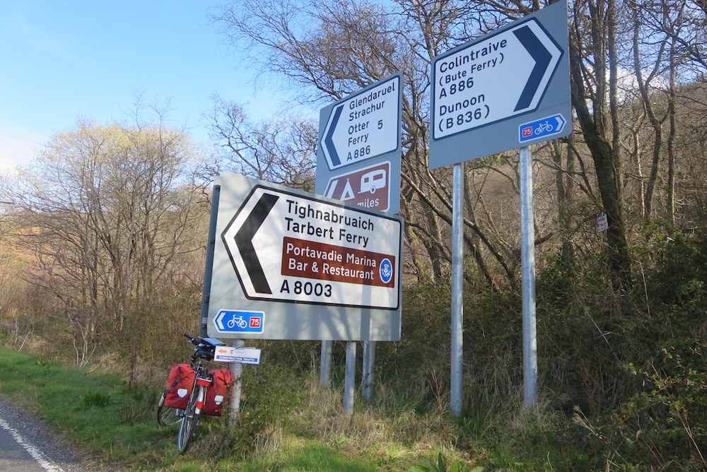 Road sign at Glendaruel, Argyll